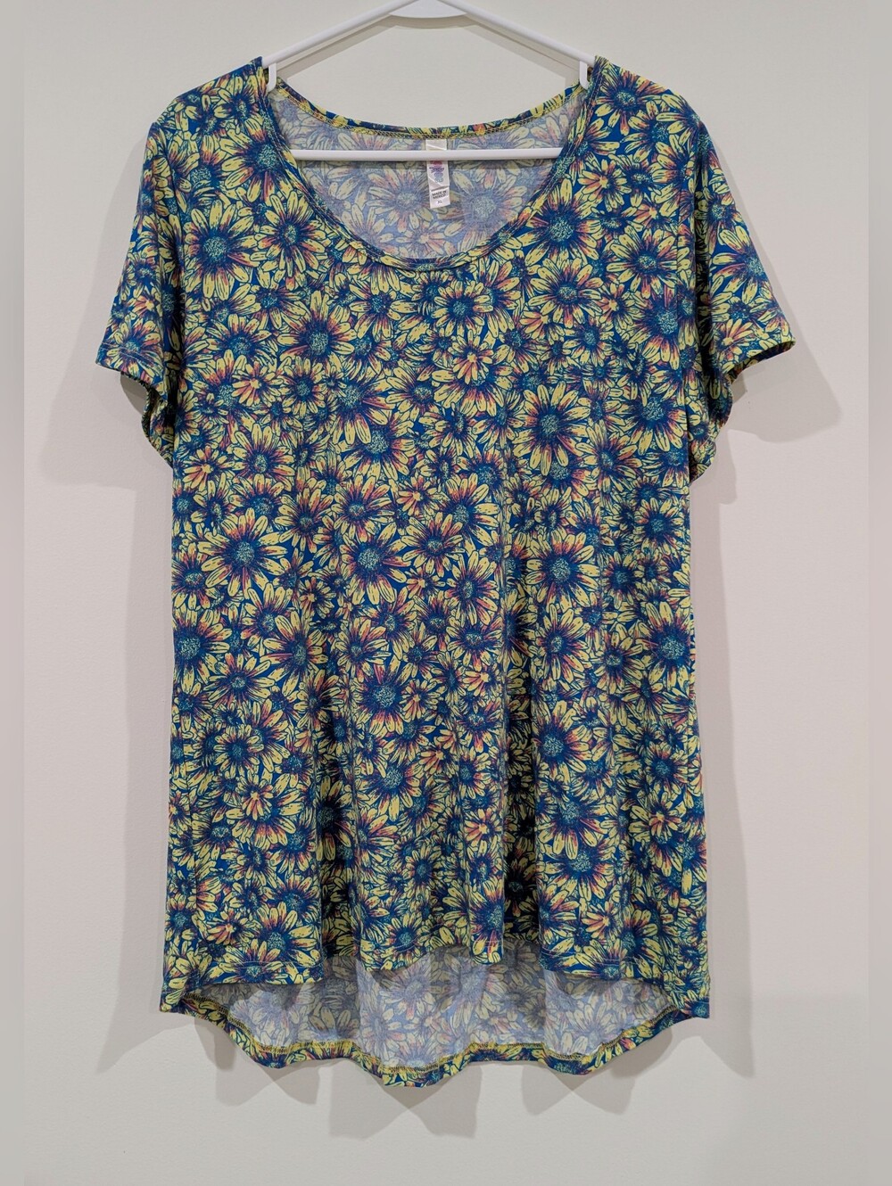 LuLaRoe Floral Tunic in Blue and Yellow